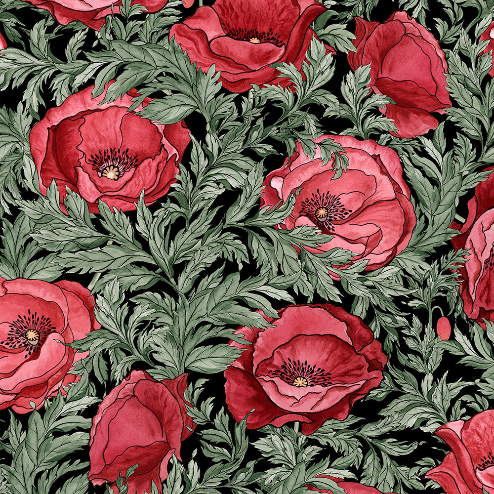 red poppies pattern